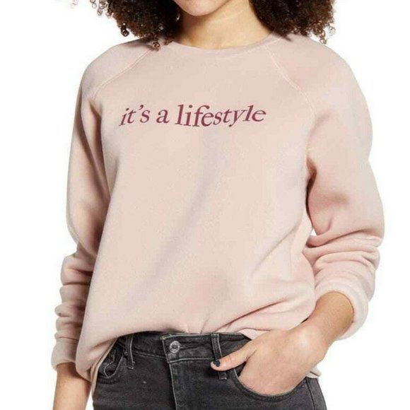 Nordstrom BP Crew Sweatshirt It's A Lifestyle Pink - Picture 3 of 4